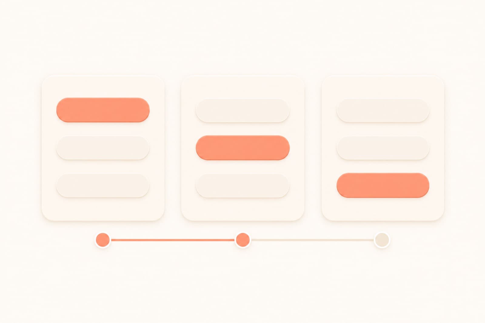 Three connected option cards representing the three steps of the sensitivity filter