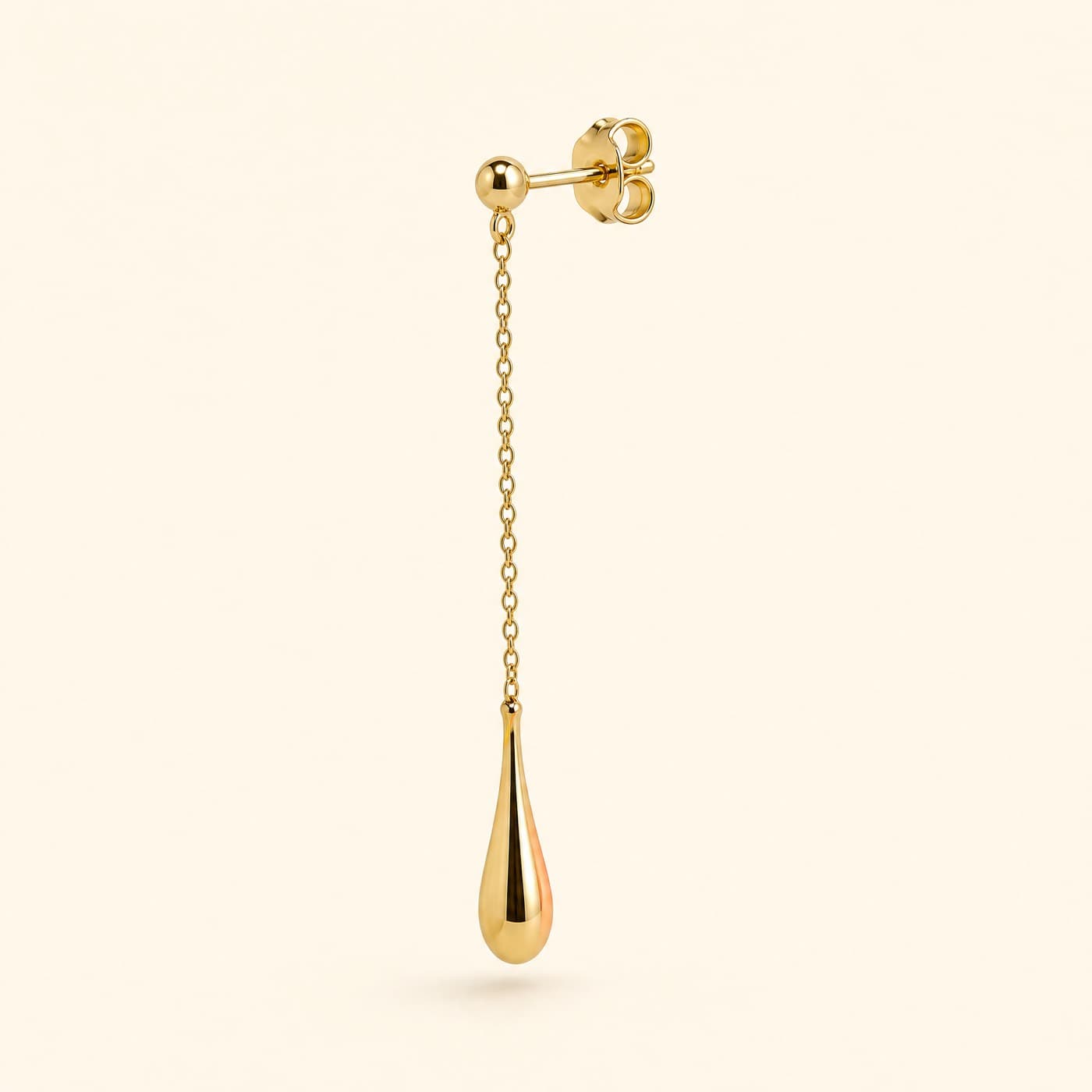9ct Gold Fine Drop 20 mm, shown as a single piece