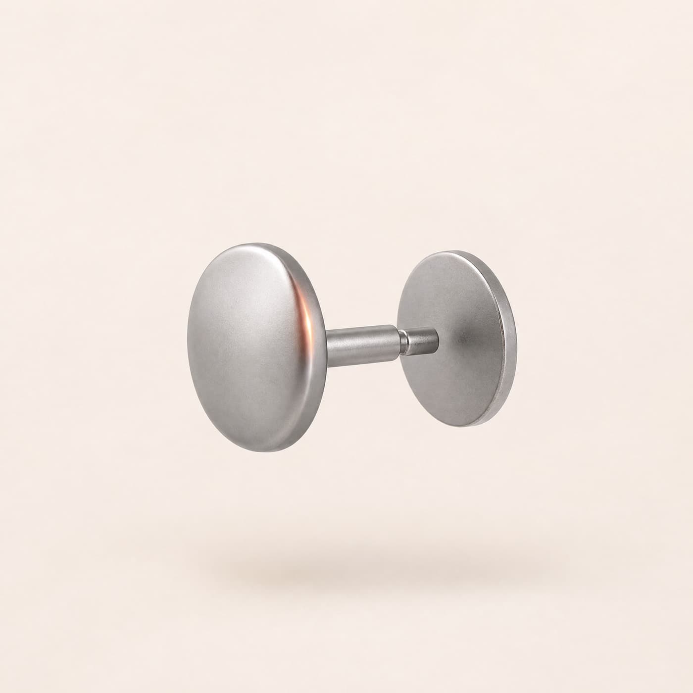 Titanium Threadless Flat Stud 3 mm, shown as a single piece